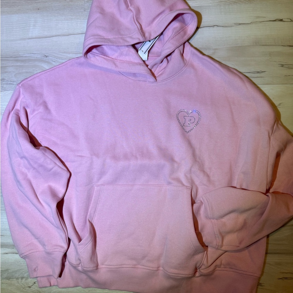 NEW VICTORIAS SECRET PINK BLING FULL ZIP HOODIE + JOGGERS RHINESTONE 2PC SET - Picture 9 of 10